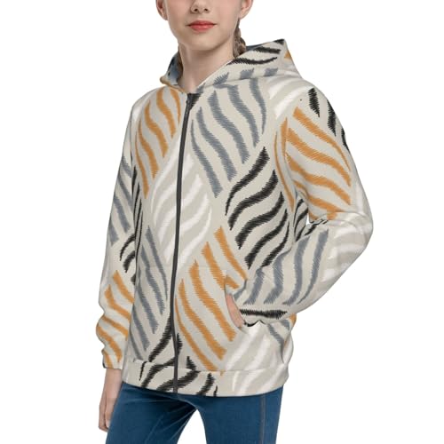 Geometric Kid Hoodies Boys Zip Up Sweatshirts Girls Pullover with Pocket