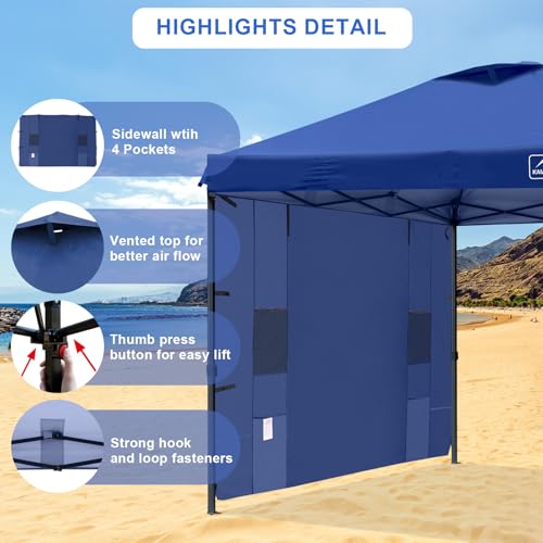 KAMPKEEPER-10×10-Canopy-Tent-with-Pockets-Sidewall-Easy-Pop-Up-Canopy-Outdoor-Shade-with-Vented-Roof-for-Garden-Commercial-Outdoor-Party-Portable-Instant-Camping-Beach-Canopy-Tents-Navy-Blue KAMPKEEPER 10×10 Canopy Tent with Pockets Sidewall Easy Pop Up Canopy Outdoor Shade with Vented Roof for Garden Commercial Outdoor Party Portable Instant Camping Beach Canopy Tents Navy Blue