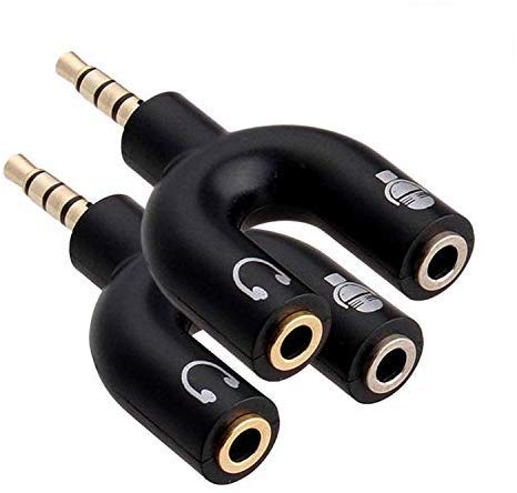 CABLESETC U Shape 3.5 mm Stereo TRRS 4 Pole Plug to Mic and Headset Female Audio Splitter - Pack of 2 Pieces-image-5