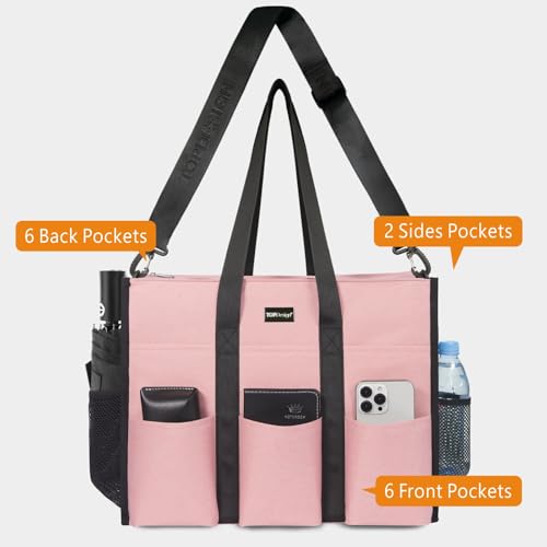 Image of TOPDesign Utility Water Resistant Tote Bag with 22 Pockets, Zipper Closure