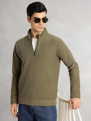 Image of Thomas Scott Men's | Regular Fit | Long Sleeves | High Neck | Solid | 100% Polyester | Knitted | Sweatshirt | Dry Clean Only