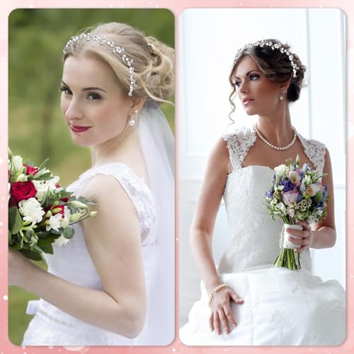 Gosknor Tiara de flor de pérola de cristal, tiara de noiva sutileza para casamento, batismo, flor fe