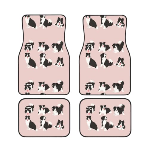Alfombrillas de coche Border Collie en juego de 4 piezas con neopreno antideslizante