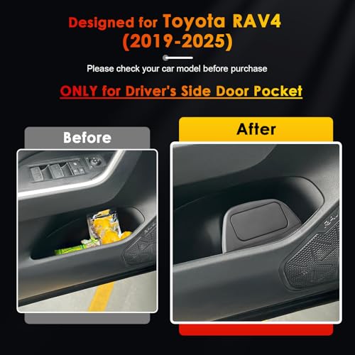 Image of for Toyota RAV4 Trash Can for 2019-2025 Toyota RAV4 Small Car Trash Bin for Side Door RAV4 Front Left Door Trash Garbage Bin w /Lid for Toyota RAV4 Accessories (RAV4 Left Side)
