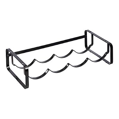 Amazon Basics Tabletop Stackable 4-Bottle Metal Wine Rack, Wine Storage, Space Saving, No Assembly Required, 3.74"D x 15.75"W x 7.87"H, Black