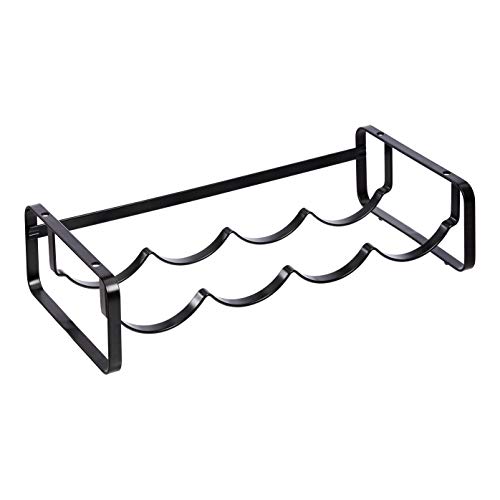 Amazon Basics Tabletop Stackable 4-Bottle Metal Wine Rack, Wine Storage, Space Saving, No Assembly Required, 3.74"D x 15.75"W x 7.87"H, Black by Amazon Basics - Used condition - US$12.33