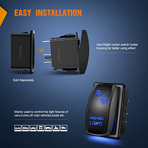 image for Nilight NAV/ANC Rocker Switch 7Pin Navigation Anchor Lights Toggle On 