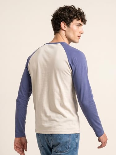 Image of Veirdo Pure Cotton Regular Fit Round Neck Front Chest Typographic Logo Printed Raglan Full Sleeve T-Shirt for Men (Colors: Green, Brown & Maroon)