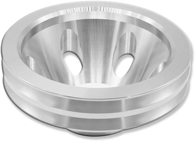 Long Water Pump Pulley and Crankshaft Pulley Double Groove LWP For Chevy SBC 265 283 305 327 350 383 400 1955-1986 Polished Aluminum