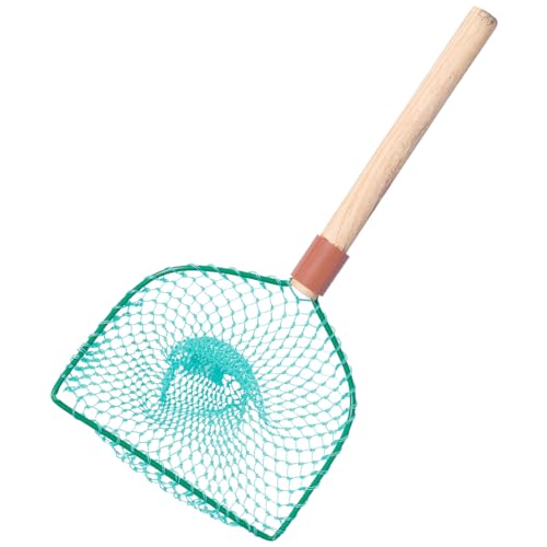 HEMOTON Wood Handle Fishing Net Portable Fishing Mesh Replaceable Wear Resistant Design for Easy Catching for All Fish Durable