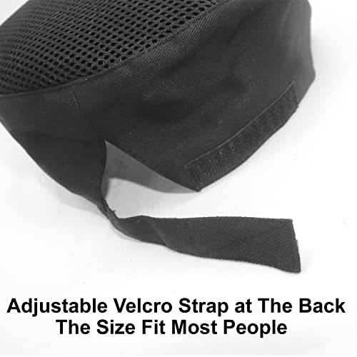 4 Pcs Chef Hat Adjustable Cooking Beanie Hair Nets Food Service Unisex Breathable Mesh Top Skull Cap (Black) #TOP5