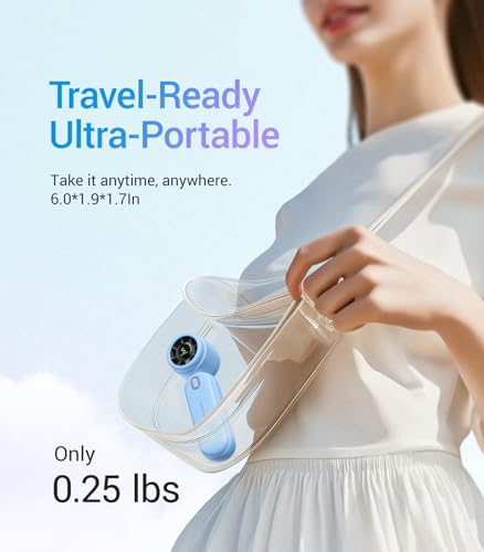 Image of Diveblues High-Speed Portable Handheld Turbo Fan, USB Rechargeable Battery Powered, Small Portable Pocket Fan for Travel, Outdoor, Home, Office, Concerts, Lash, Gift for Women(Blue)