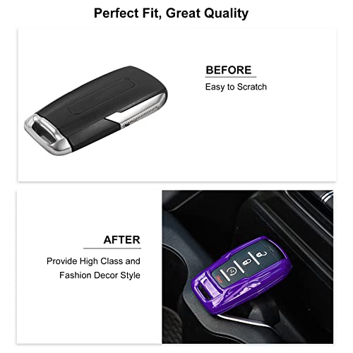 Image of Key Fob Case Cover Key Bag Holder Protection Shell Accessories for Dodge RAM 2018-2026,Purple