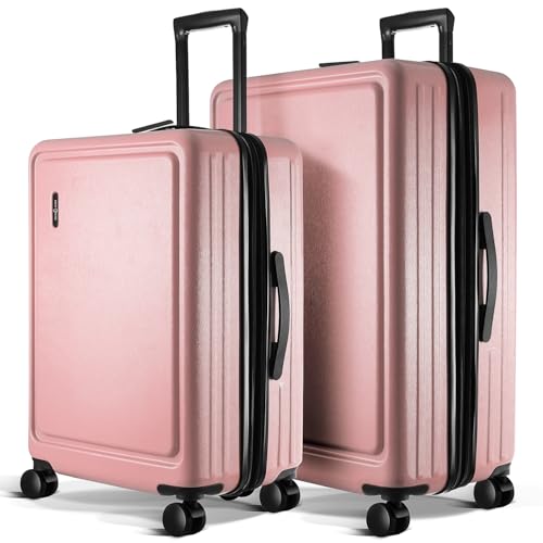 Image of Luggage Sets 2 Piece, 24 Inch Suitcase and 28 Inch Luggage with Spinner Wheels, Durable Hard Shell Suitcase Set, Expandable Travel Suitcases with Wheels, Pink