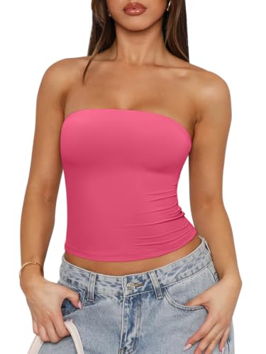 Tube Tops Double Lined Non Slip Silicone Gripper 9 tube tops - neon pink