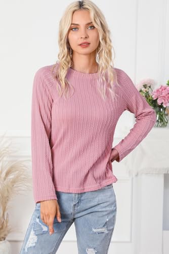 Image of Dokotoo Womens Tops Long Sleeve Lightweight Shirts 2026 Spring Fashion Clothing Trendy Tops Crewneck Knit Basic Tee