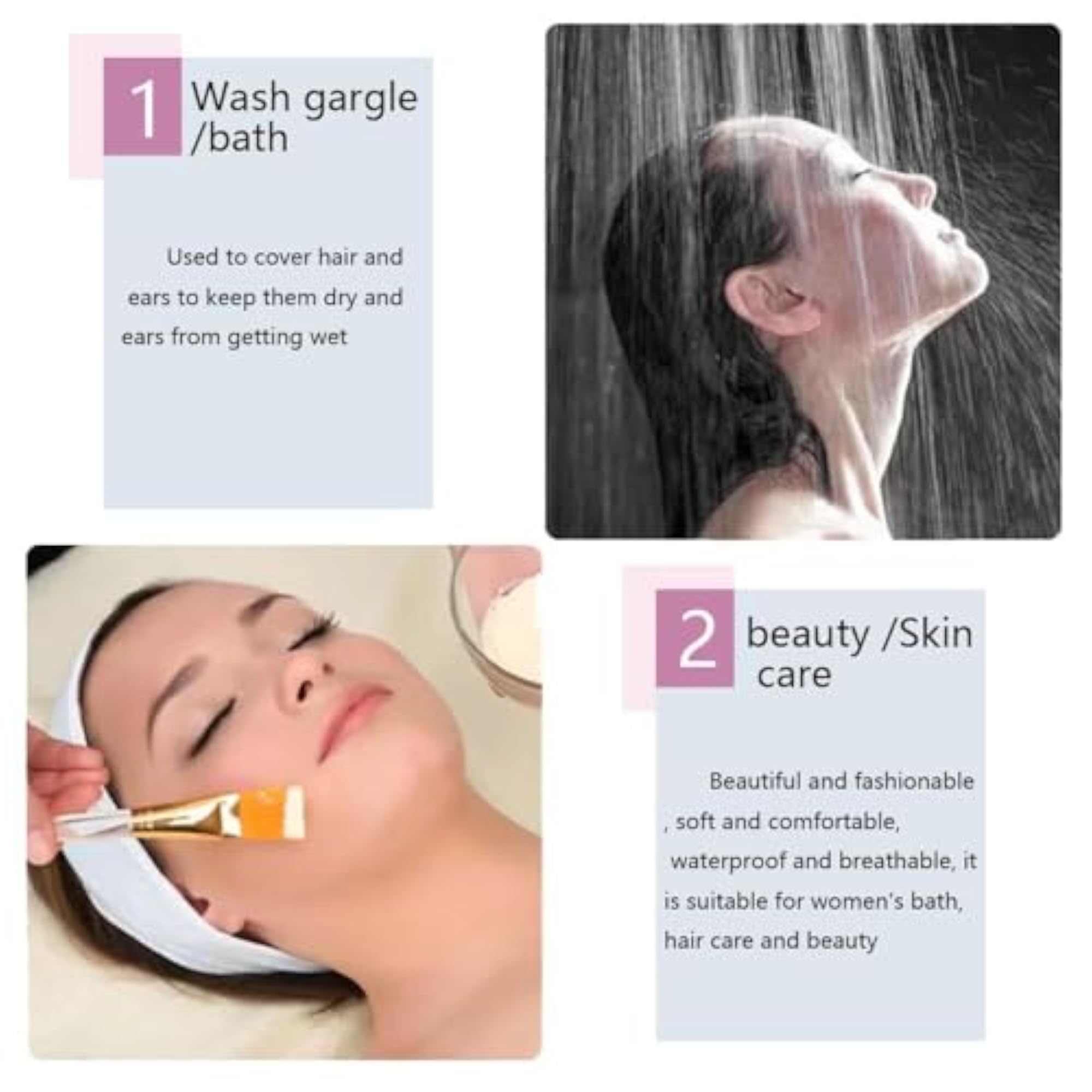 Waterproof Bath Caps for Women & Kids, Pack of 3