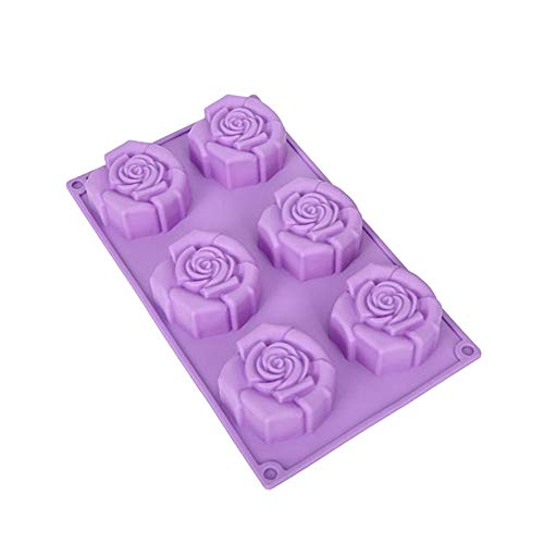 Wetco 6-Cavity Rose Flower Candy Chocolate Making Baking Silicone Mold, Random Color