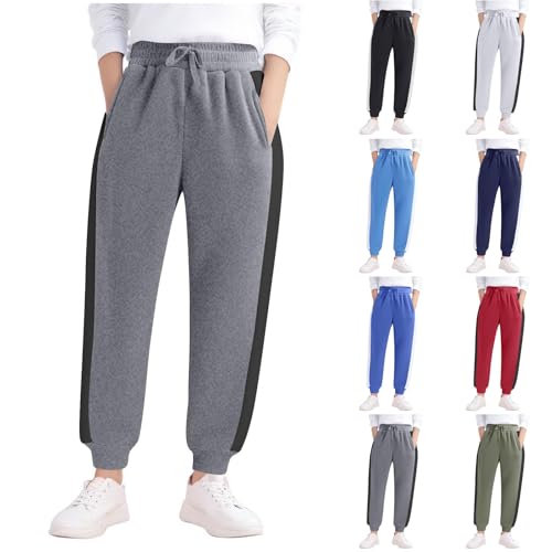 Girls Cotton Colorblock Sweatpants Athletic Drawstring Joggers Teen Boys Track Pants with Pockets for Kids 5-16 Years2