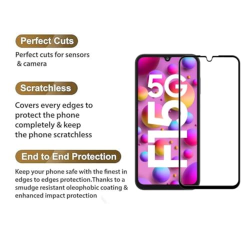 Image of DD SON Tempered Glass for Samsung Galaxy A15, Galaxy F15 and Galaxy M15 (6.5 Inch) With Installation Kit | Military-Grade Gorilla Screen Protector | Edge to Edge Coverage | Black