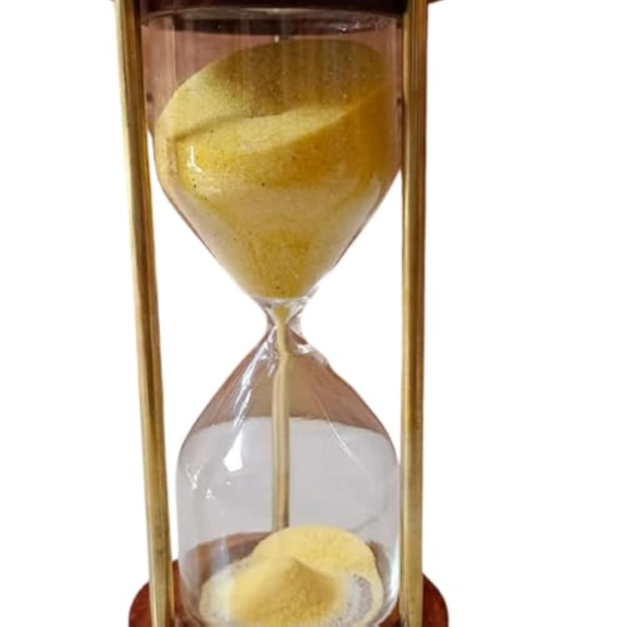 Antique Nautical Wooden Brass Sandglass Clock