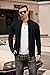 COOFANDY Mens Cardigan Sweater Full Zip Up Stand Collar Knitted Pullover Business Dress Vintage Striped Long Sleeve Sweaters Black S-3XL