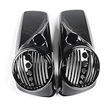 DFMT Vivid Black 8' Speaker Lids w/Tweeter Port Fit for Harley Davidson 2014-2023...