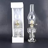 Höhe: 32 cm / 20 cm / 19 cm MYSY Glas Petroleumlampe Vintage Laterne Lange Lampe Retro transparente Desktop-Öllampe Home Notlicht Outdoor winddichtes Glas Camping Zelt Lampe-Öl frei (32CM)