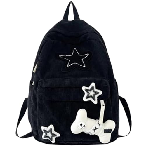 Sac à dos velours côtelé motif étoile portable et ajustable