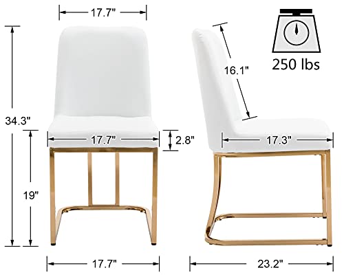 Vescasa Faux Leather Upholstered Dining Chairs With Back, Mid Century Modern Chairs With Gold Metal Frame For Dining Room, Restaurant, Kitchen, Set Of 6, White #TOP2