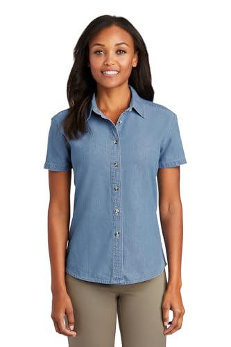 Port & Company Women's Short Sleeve Value Denim Shirt-LSP11-XS