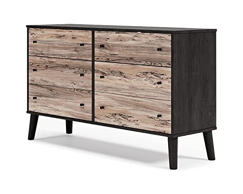 Signature Design By Ashley Piperton Contemporary Scandinavian 6 Drawer Dresser, Two-Tone Black #TOP3