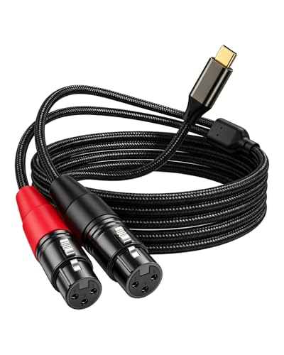 Cable USB C a doble XLR hembra de 6 pies con chip DAC para mezcla