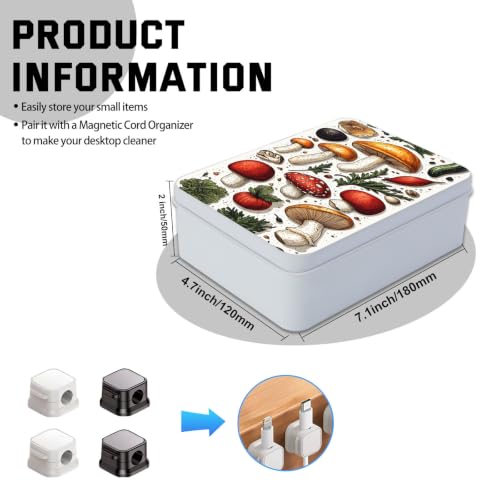 Image of Metal Tin Box with Lid, Mushroom Vegetable Print