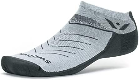 Swiftwick- VIBE ZERO Trail & Road Running Socks, No-Show (Gray, Large)