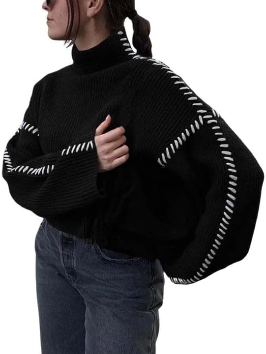 Damen Rollkragen Pullover Baumwollmischung - Weicher Winterpullover Lockerer Schnitt