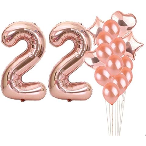 22th Birthday Decorations Party Supplies,22th Birthday Balloons Rose Gold,Number 22 Mylar Balloon,Latex Balloon Decoration,Great Sweet 22th Birthday Gifts for Girls,Photo Props Cover