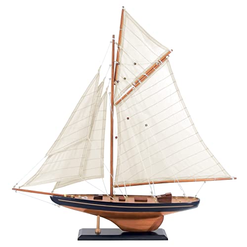 Nautimall 25" Wooden Sailboat Model Columbia America's Cup Ship Nautical Yacht Vintage Rustic Home Decor (Vintage Blue) #TOP6