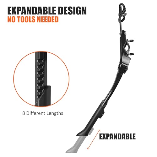 Image of BV Bike Kickstand - Lightweight Aluminum Alloy Rear Side Kick Stand for 24-28 inch Bikes - Tool-Free Installation, Suitable for All Bikes and Terrains