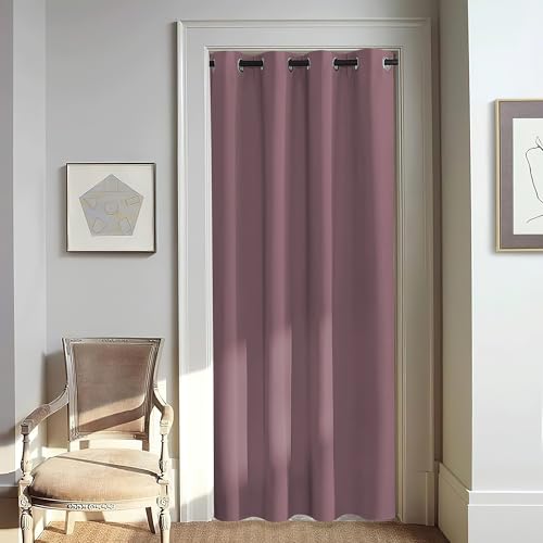 NICETOWN Door Curtain for Closet Doors 80 Inches Long 1 Panel, Blackout Doorway Curtain for Open Closet Bedroom, Room Divider Living Room for Privacy (Dry Rose, 1 Panel, 46W x 80L)