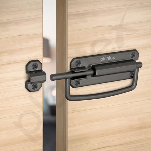 Image of Plantex Door Stopper /5 Inch Baby Latch Kadi /Door Latch for Bathroom /Door Lock for Home /Office Doors - Pack of 4 (Satin Black)