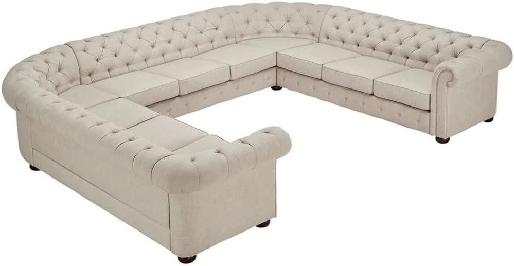 11-Seat Sectional Sofa Linen Sofa for Living Room(E)