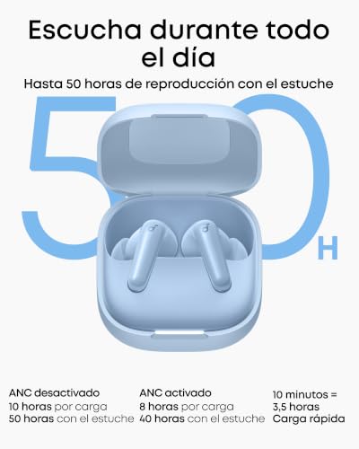 Miniatura 6 de Soundcore P31i de Anker Auriculares Bluetooth con Cancelación de Ruido | Auriculare con Traductor, Sonido de Alta Resolución LDAC, 50h de uso, Carga Rápida, Audio Espacial, IP55
