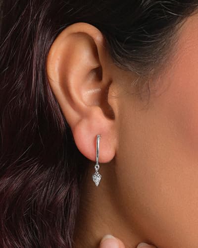 Image of CLARA 925 Sterling Silver Hoop Bali Earrings | Platinum Plated | Daily Wear |Gift for Women and Girls