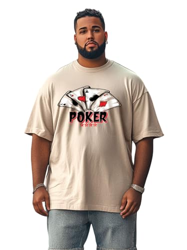 Image of Veirdo 100% Pure Cotton Oversized Fit Drop Shoulder Aesthetic Front Chest Typo Graphic Printed T-Shirt for Men (Sizes : 2XL to 5XL)