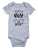 Lovefairy Baby Bodysuit Short Sleeve Newborn Funny Romper Infant Outfits Unisex Boys Girls Clothes Just A Boy Who Loves His Aunt 0-3 Months
