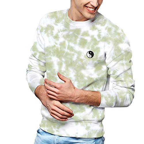 DALIX Embroidered Yin Yang Long Sleeve Tie Dye Pullover Fleece Crewneck Sweatshirt Sweater Men4