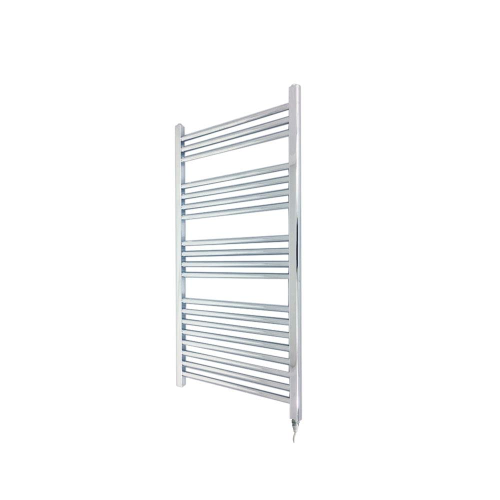 Valve Kings Heated Electric Straight Chrome Towel Rails Single Heat Prefilled - 1000mm (h) x 400mm (w) with 250w Element