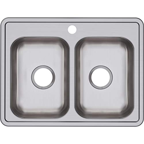 Image of Elkay Dayton D225191 Equal Double Bowl Drop-in Stainless Steel Sink 25 x 19 x 6.25 inch