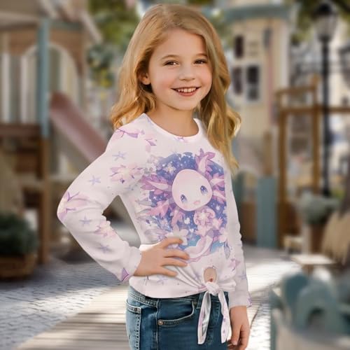 Graphic Shirts for Girls Size 5-12 Long Sleeve Crew Neck Casual Tops Breathable Relax Fit Workout Tops Fall Outfits3
